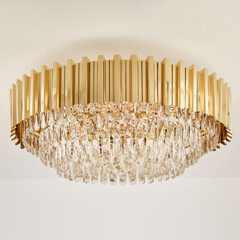 Crystal Ceiling Light - Round Blue Insert